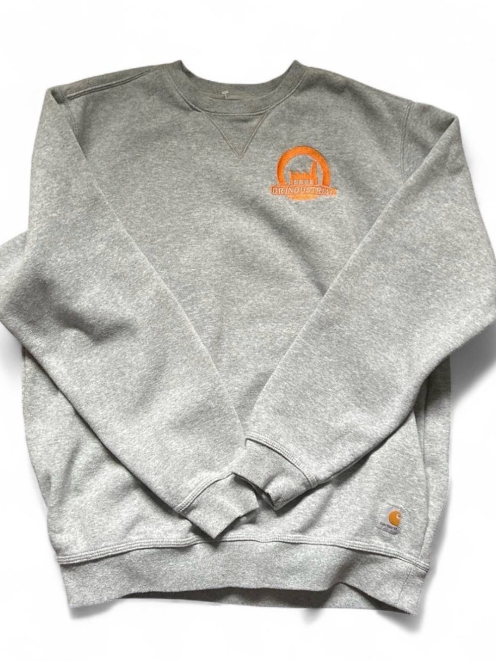 Carhartt Gray Crewneck Sweatshirt with Orange Emblem